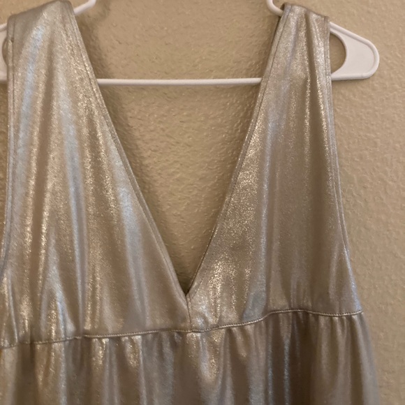 Zara Dresses Nwt Zara Metallic Silver Babydoll Dress M Poshmark